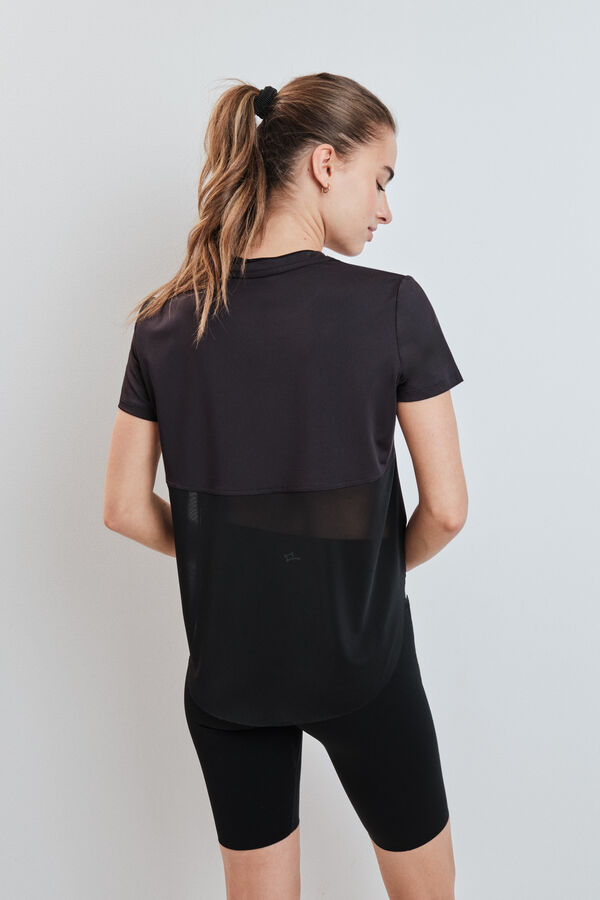 Dash and Stars T-shirt technique &agrave; empi&egrave;cements en mesh noire noir