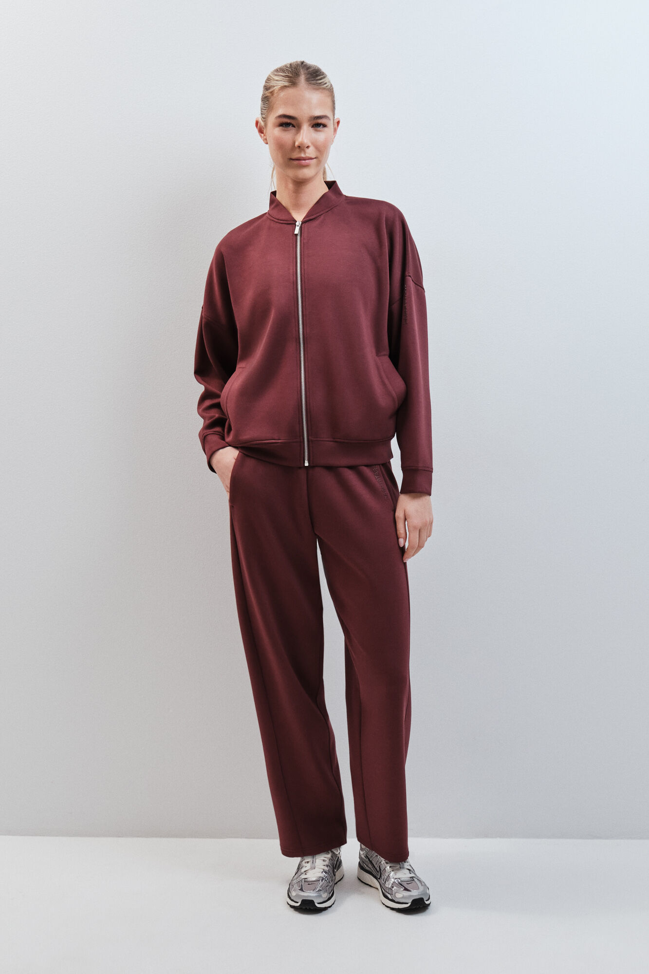 Dash and Stars Burgundy soft touch bomber jacket