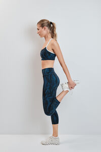 Dash and Stars Green printed cropped leggings 4D STRETCH