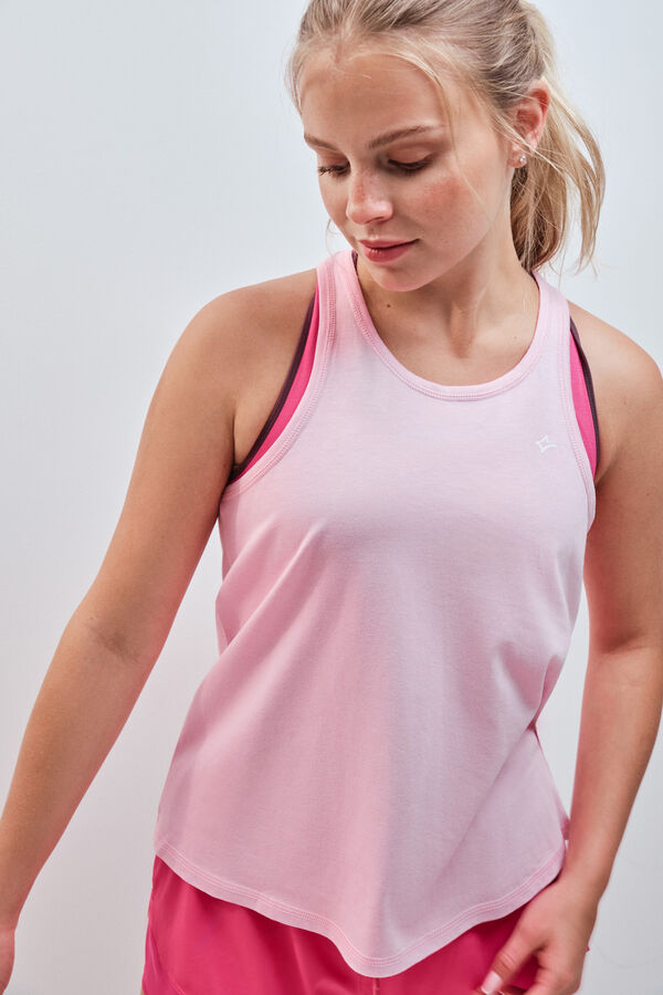 Dash and Stars T-shirt sans manches en coton rose rose