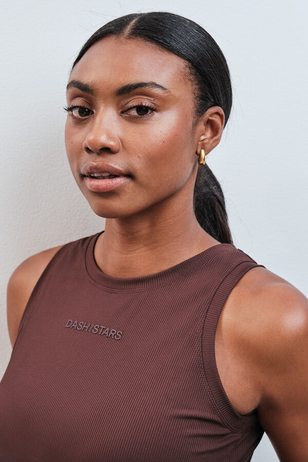 Dash and Stars Burgundy technical ribbed vest top printed