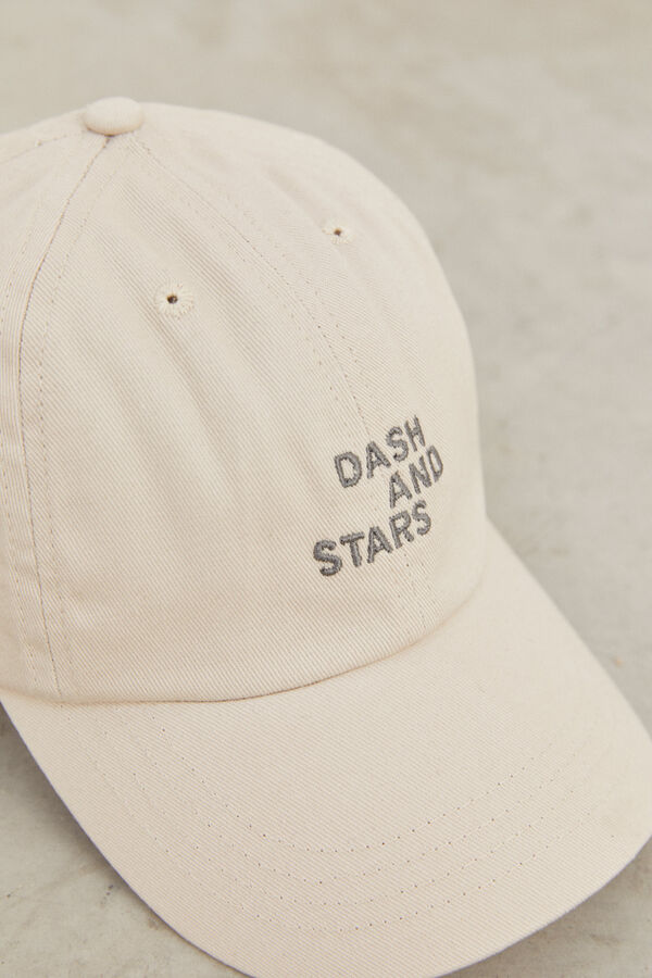Dash and Stars Gorro bege logo bordado cinzento