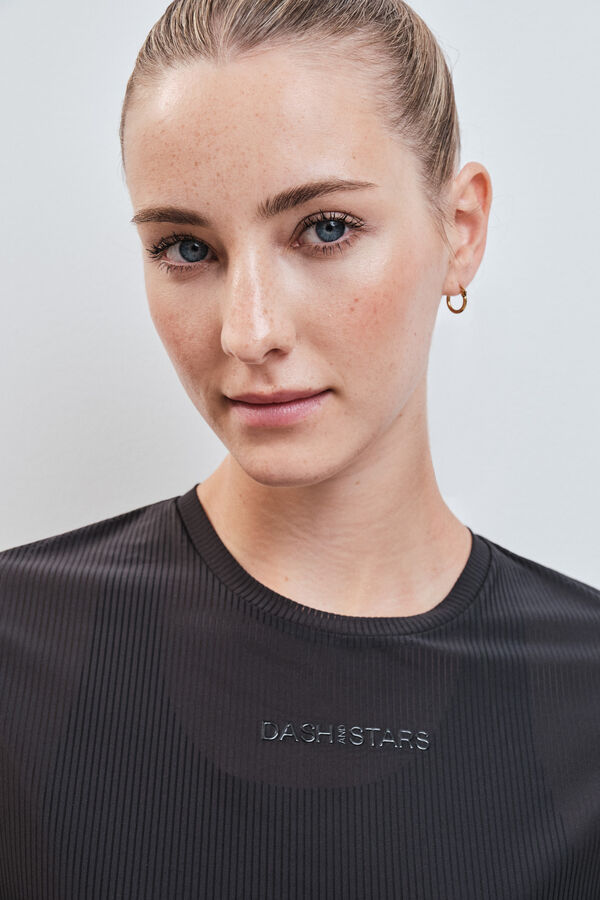 Dash and Stars T-shirt manches courtes semi-transparent noir noir