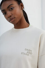 Dash and Stars Sweatshirt 100 % Baumwolle Weiß Naturweiß