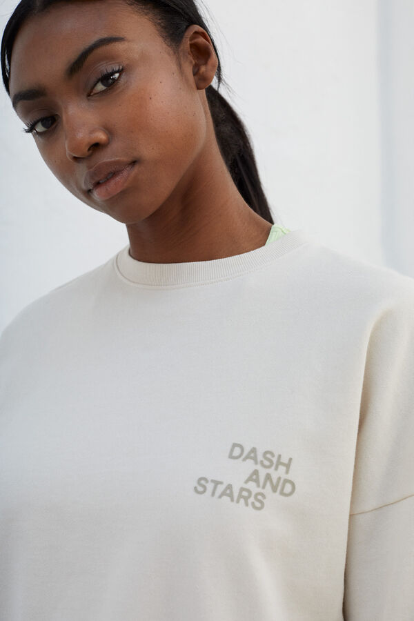 Dash and Stars Sweat-shirt 100 % coton blanc beige