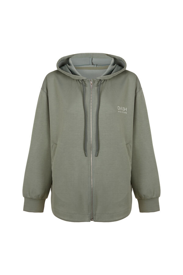 Dash and Stars Zelena mekana jakna sa kapuljačom od viskoze green