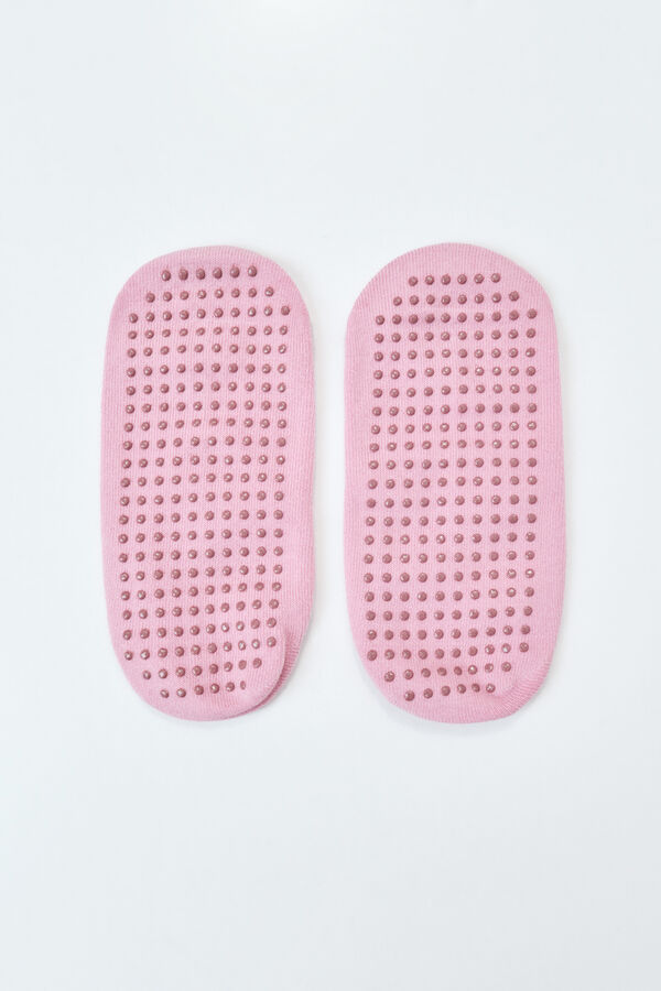 Dash and Stars Pink cotton ballet slipper socks pink