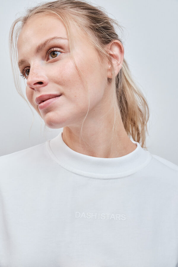 Dash and Stars T-shirt boxy 100% coton blanc beige