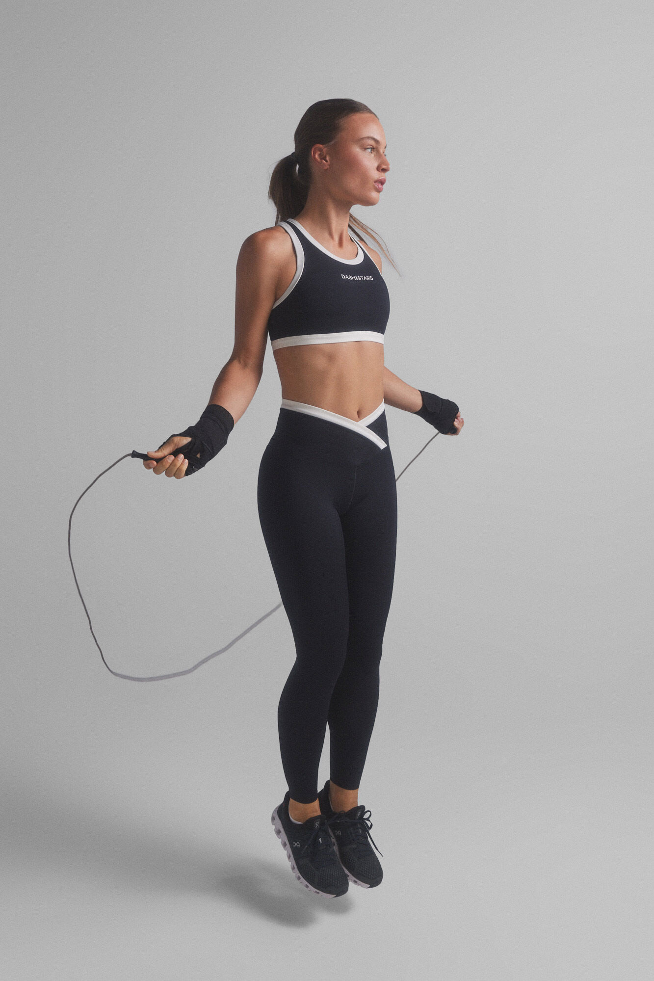 Dash and Stars 4D STRETCH black leggings.