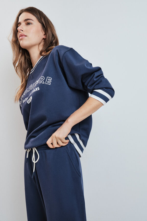 Dash and Stars Sweat-shirt college en molleton bleu bleu