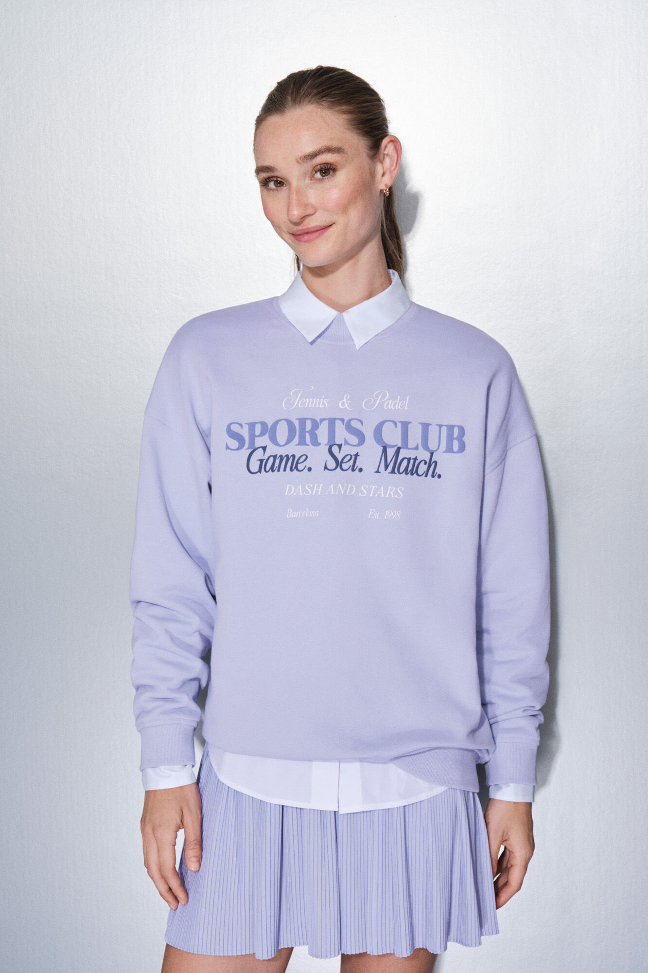 Dash and Stars 100% cotton lilac plush sweatshirt