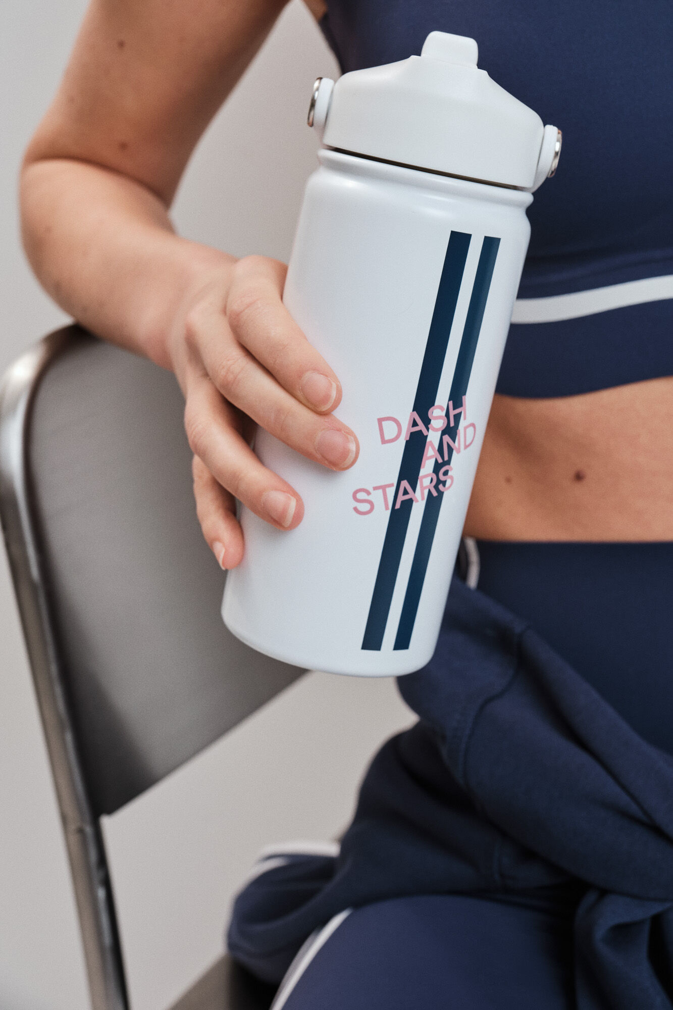 Dash and Stars Bouteille en acier inoxydable blanche