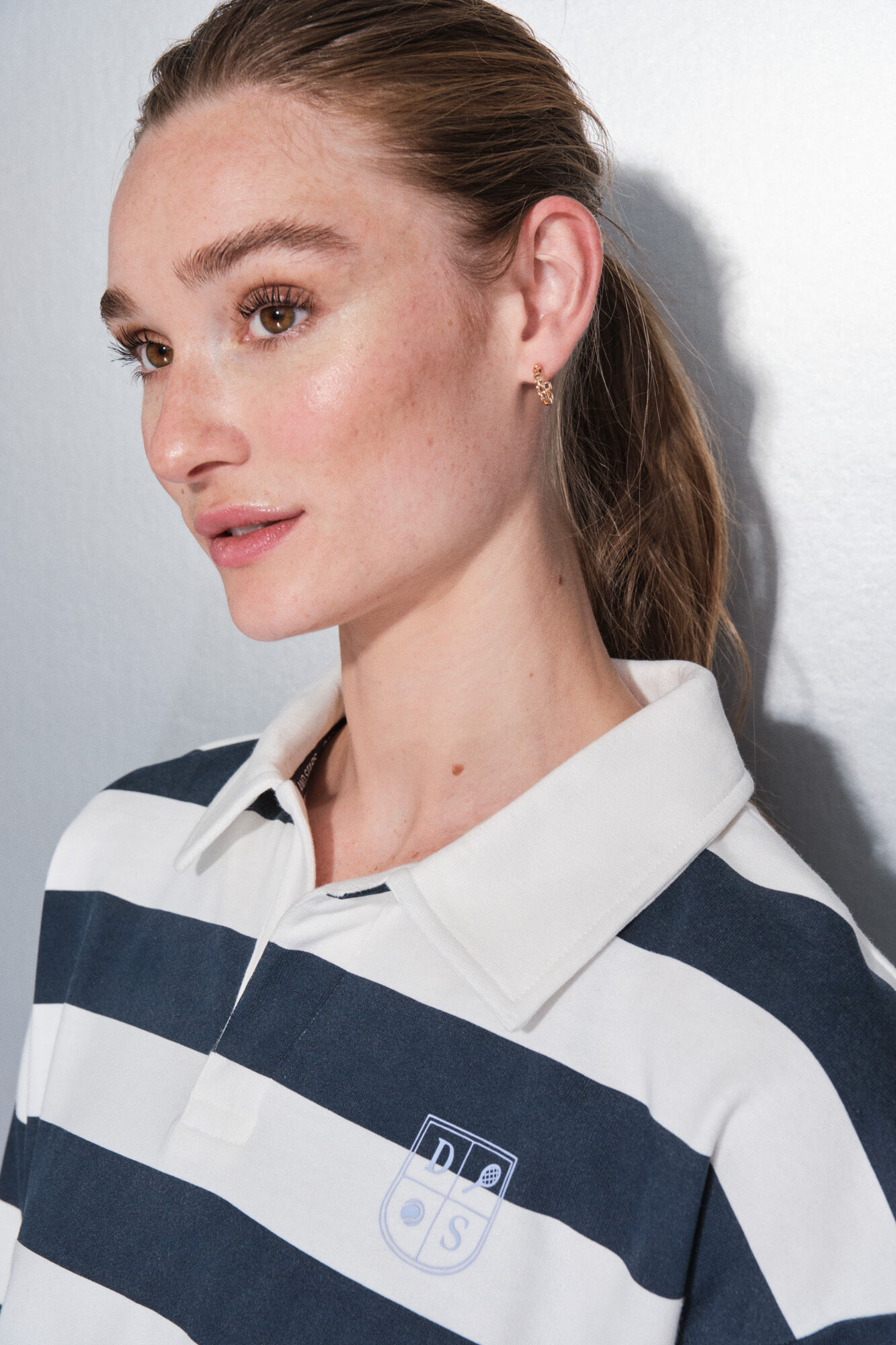 Dash and Stars 100% cotton fleece sweatshirt with striped print