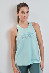 Dash and Stars Blue cotton vest top blue
