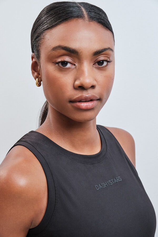 Dash and Stars Black technical ribbed vest top black