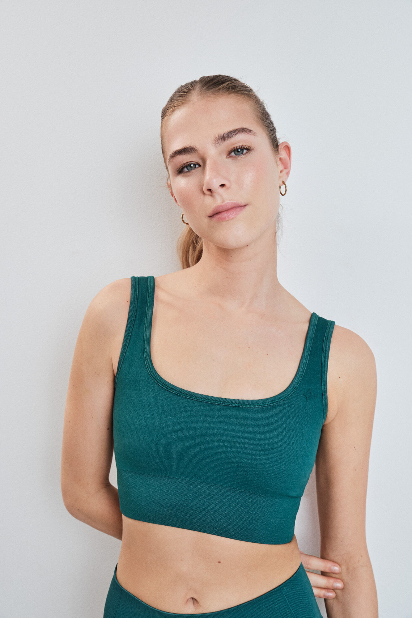 Dash and Stars Blue gingham SEAMLESS COMFORT sports bra