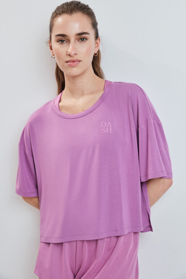 Dash and Stars Camiseta manga corta extra suave rosa rosa