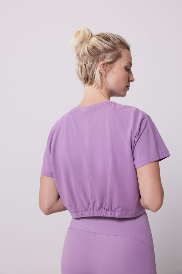 Dash and Stars Kurzarm-Shirt cropped Violett mit Print