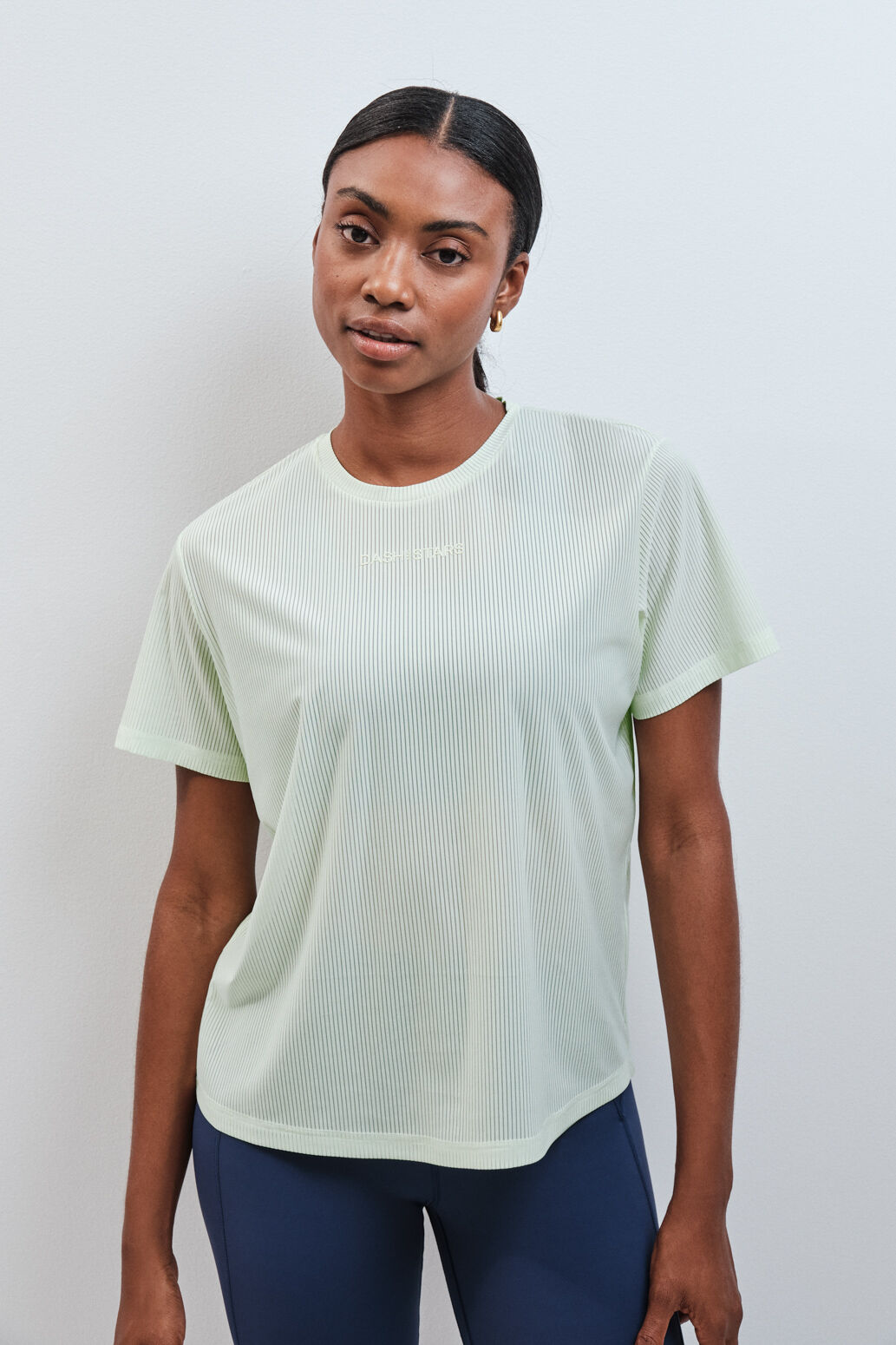 Dash and Stars Yellow semi-sheer short sleeve T-shirt