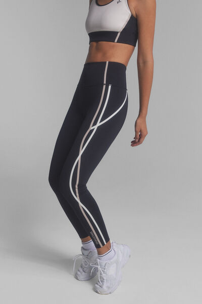 Dash and Stars 4D STRETCH leggings in b & amp print; w black