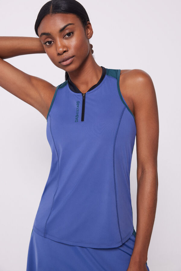 Dash and Stars Two-tone vest top blue