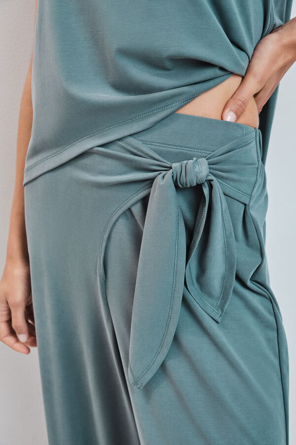 Dash and Stars Green soft touch long palazzo trousers green