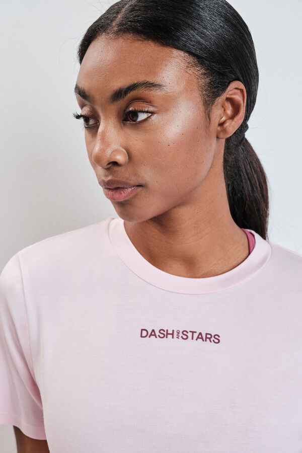 Dash and Stars T-shirt &agrave; manches courtes en modal rose rose