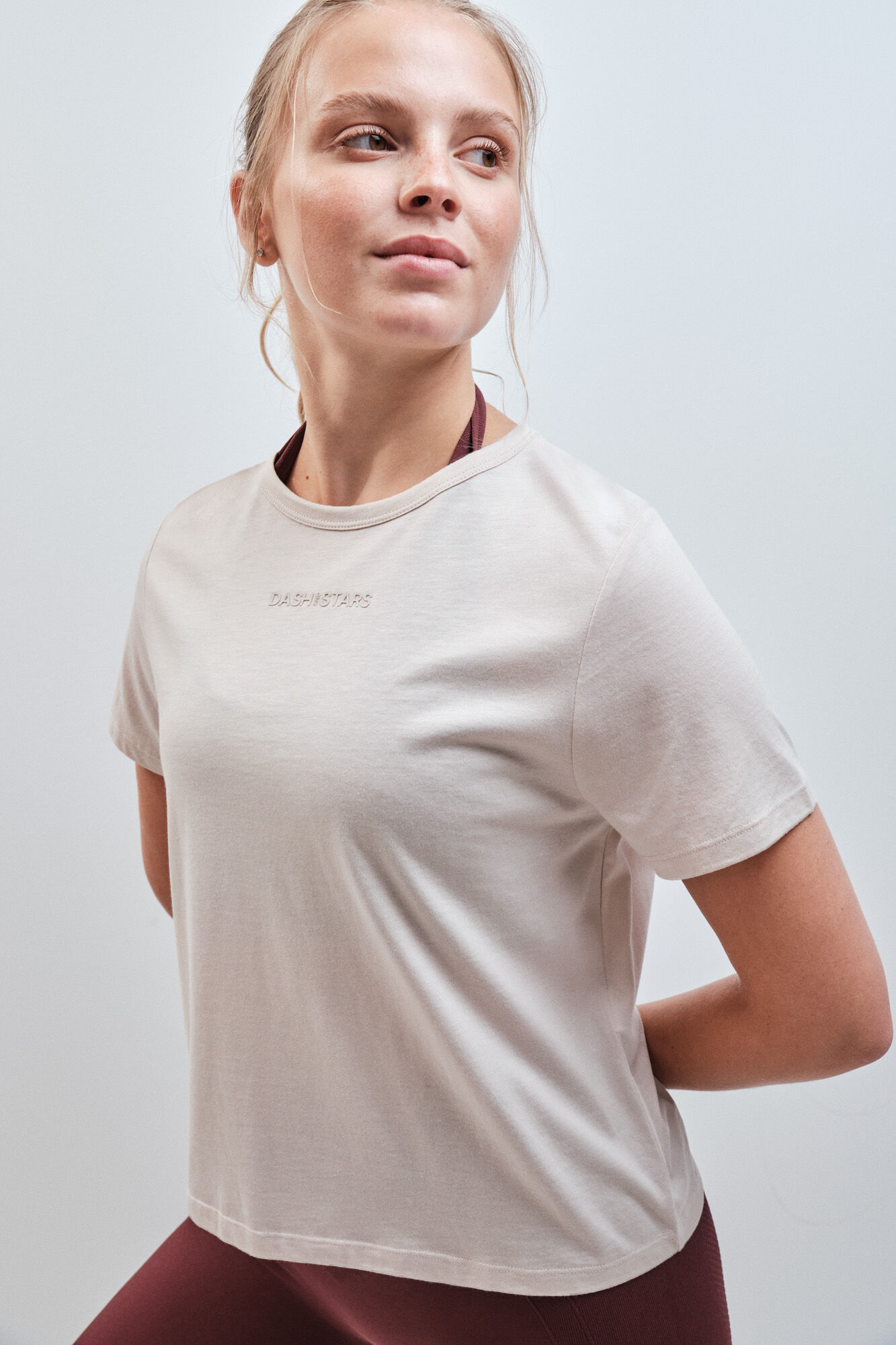 Dash and Stars T-shirt manches courtes en coton et modal blanc