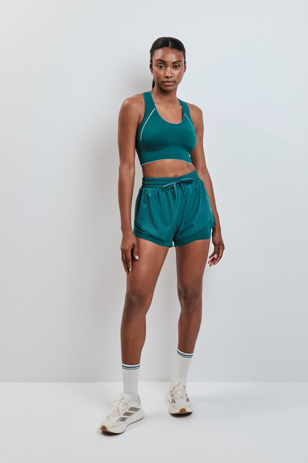 Dash and Stars Green 4D Stretch reversible sports bra green