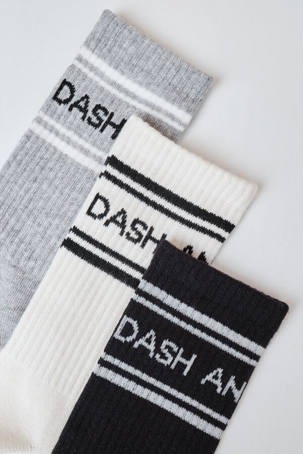 Dash and Stars 3-pack cotton crew socks white