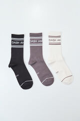 Dash and Stars Lot de 3 chaussettes moyennes en coton blanc