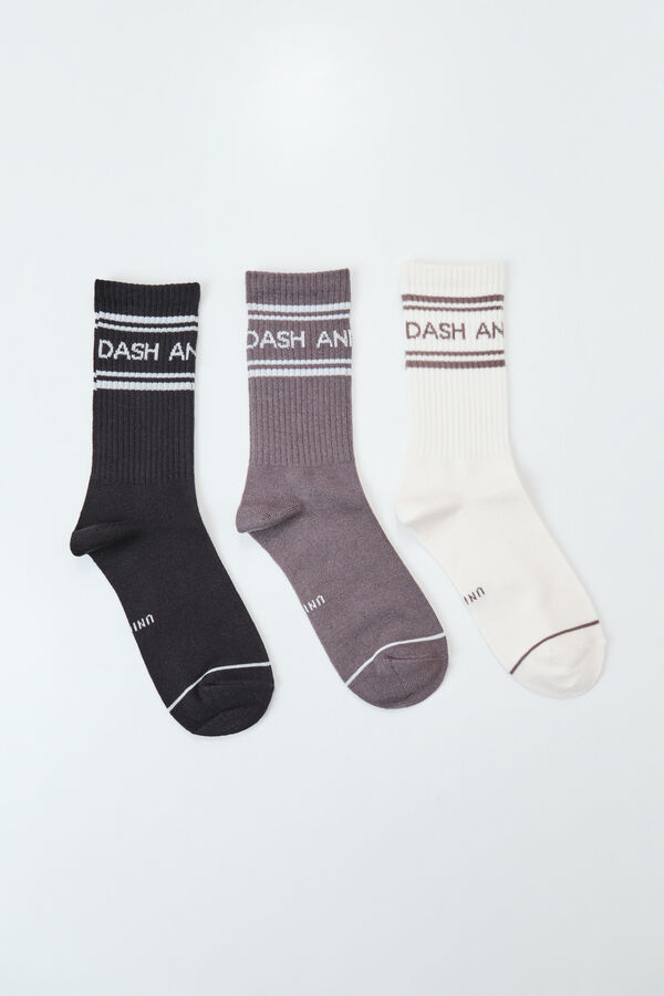 Dash and Stars Lot de 3 chaussettes moyennes en coton blanc