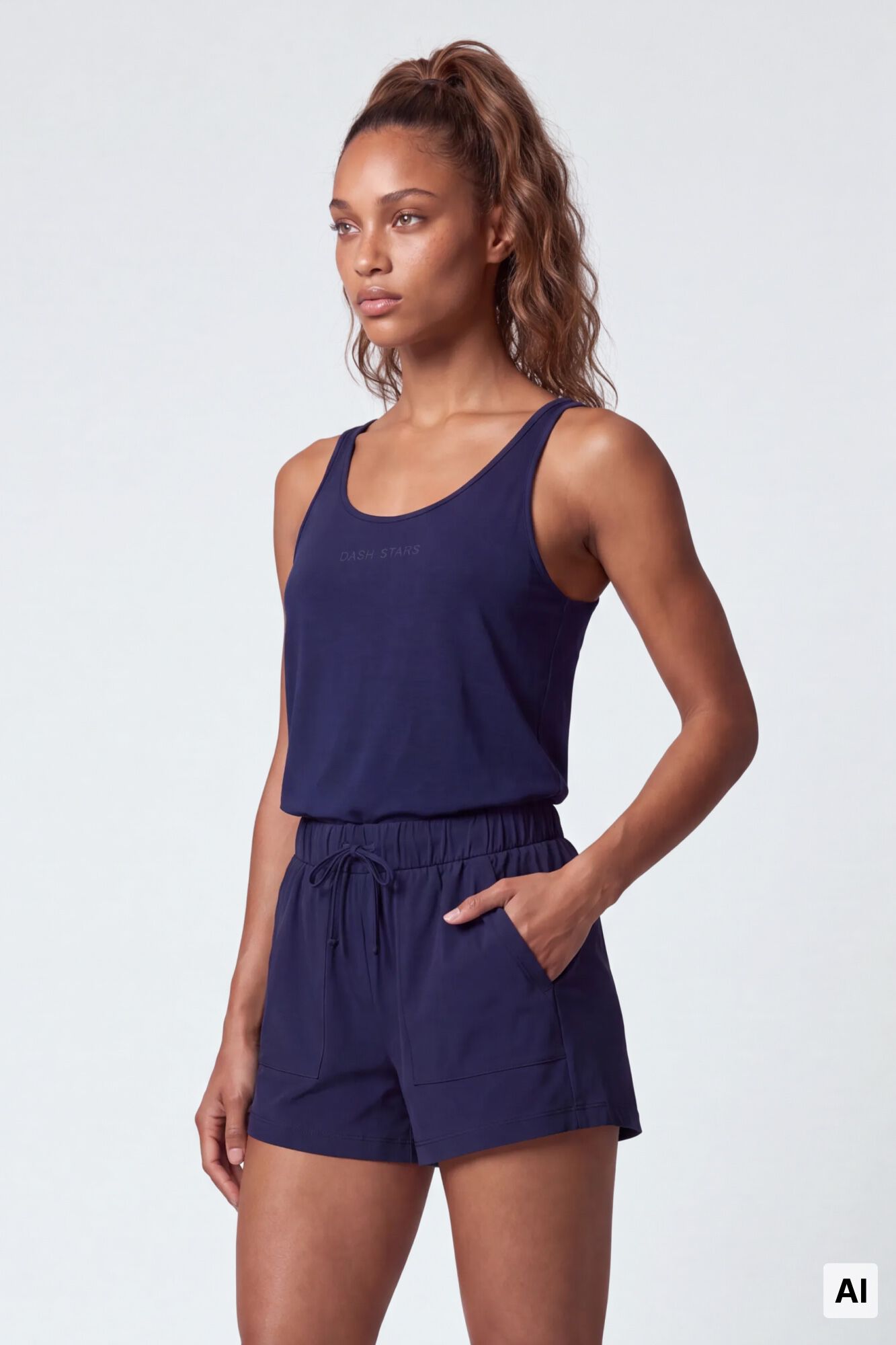 Dash and Stars Blue sleeveless T-shirt