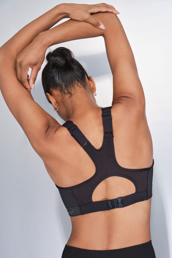 Dash and Stars 4D Stretch Sports Bra with Greater Coverage in Black black