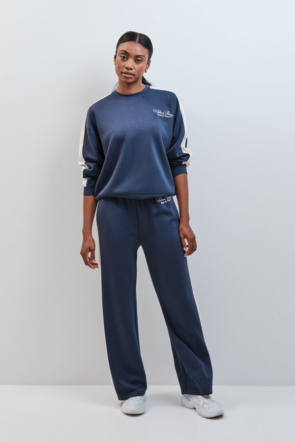 Dash and Stars Blue soft touch wide leg trousers blue