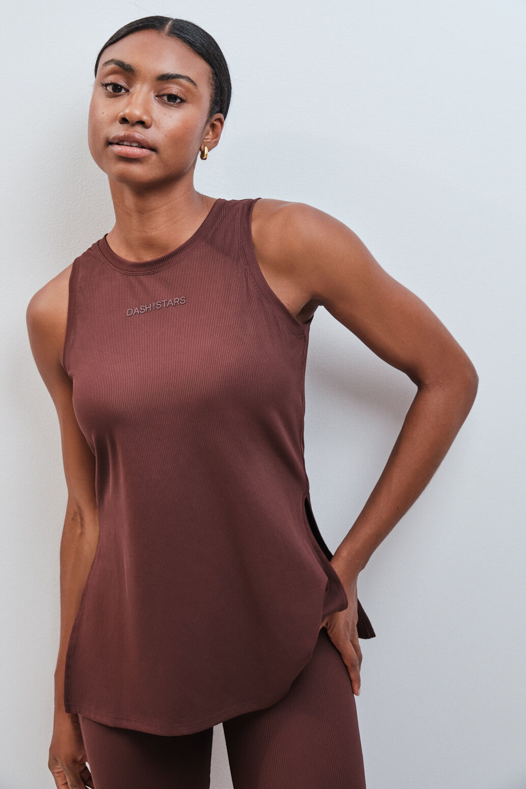 Dash and Stars Burgundy technical ribbed vest top