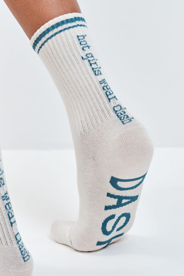 Dash and Stars Lot de 3 chaussettes moyennes en coton beige
