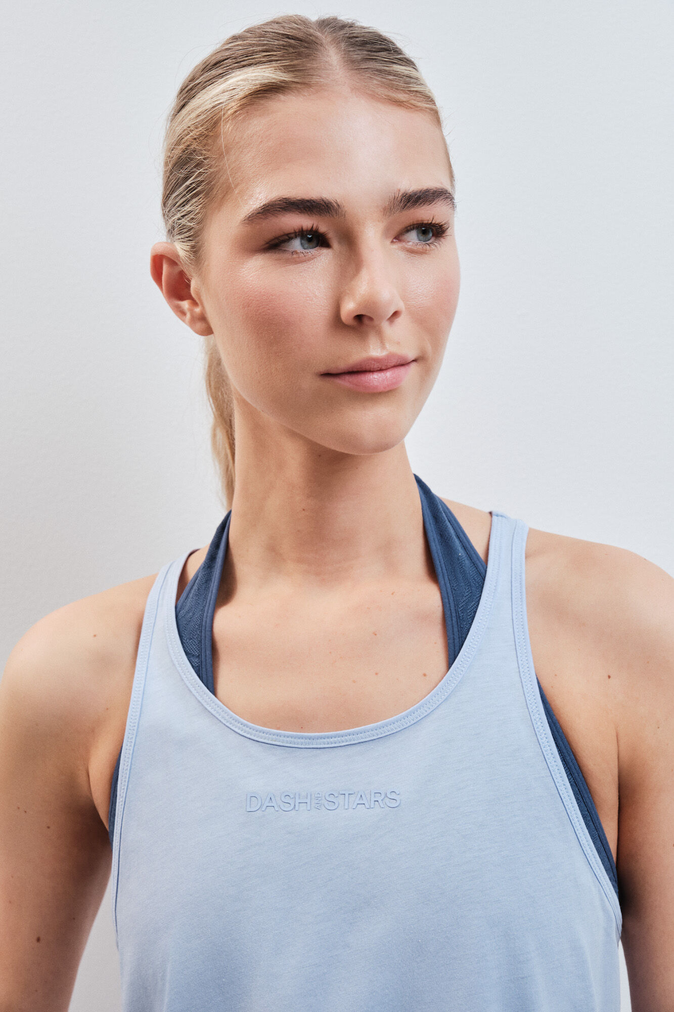 Dash and Stars Blue 100% cotton halterneck T-shirt