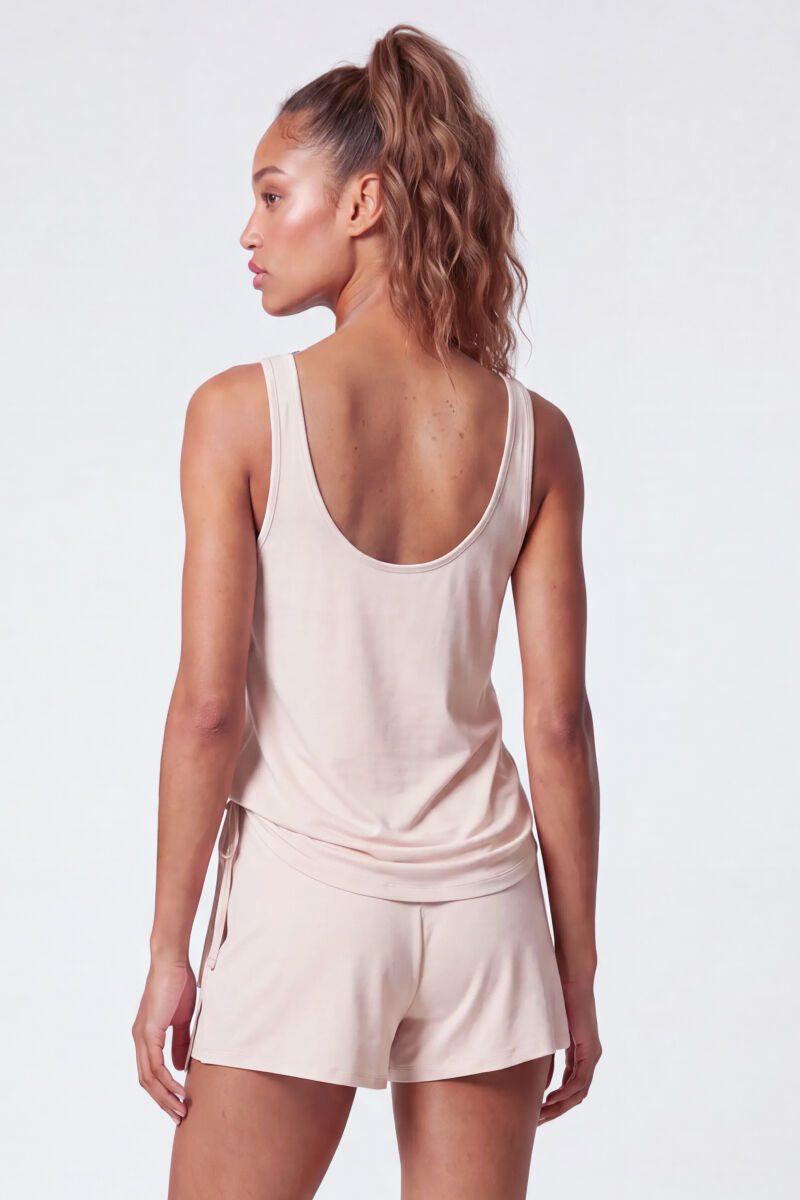 Dash and Stars Beige sleeveless T-shirt