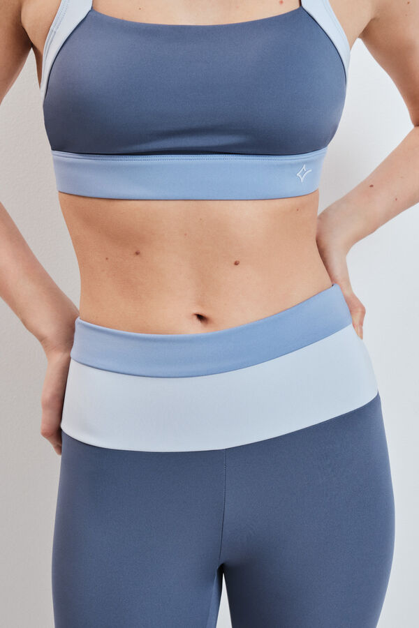 Dash and Stars Leggings crop 4D STRETCH color block azul azul