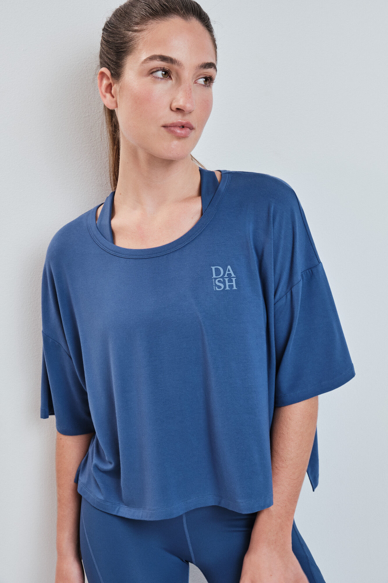 Dash and Stars Blaues extra weiches kurz&auml;rmeliges T-Shirt