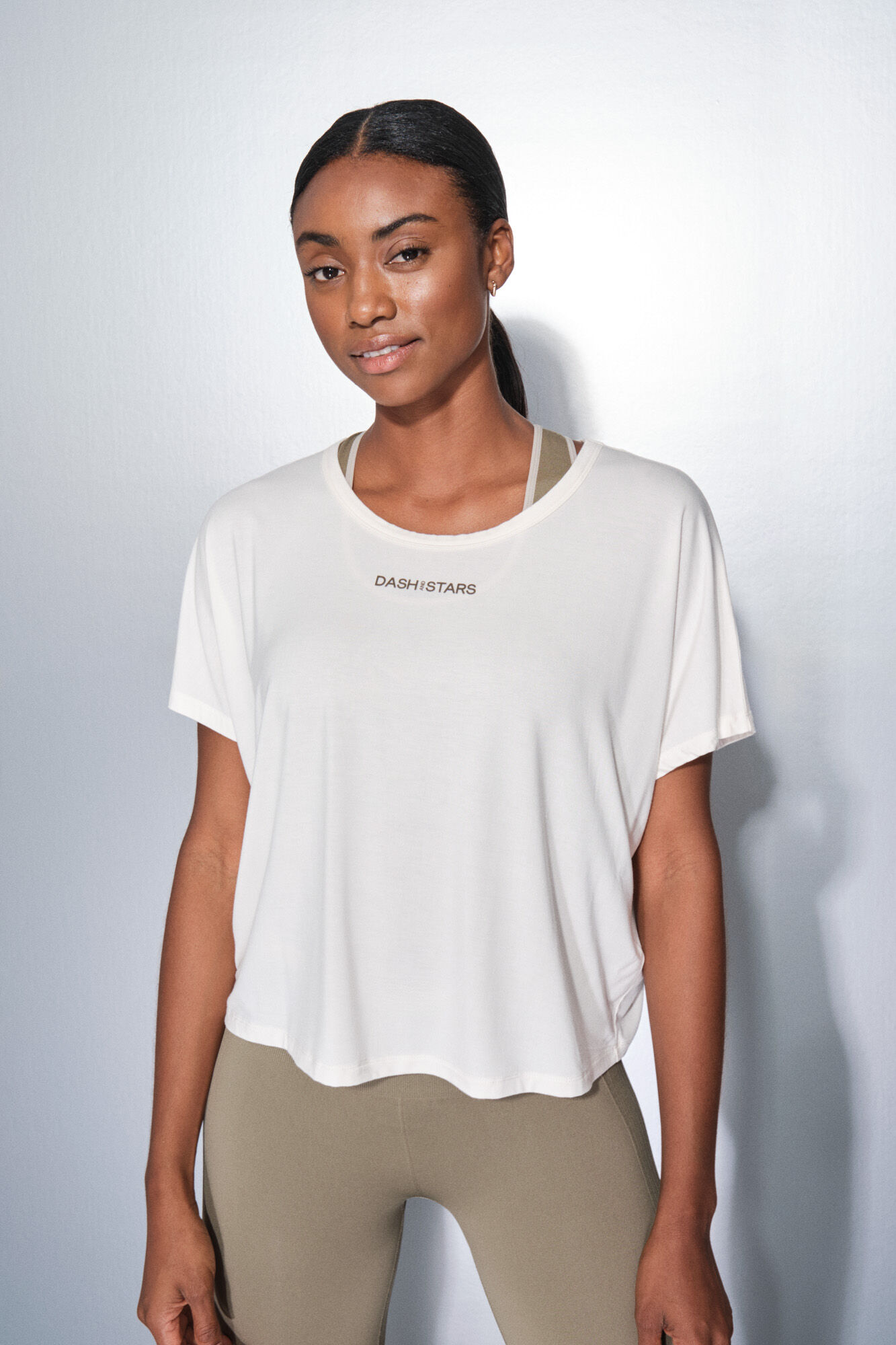 Dash and Stars Camiseta manga corta boxy blanco