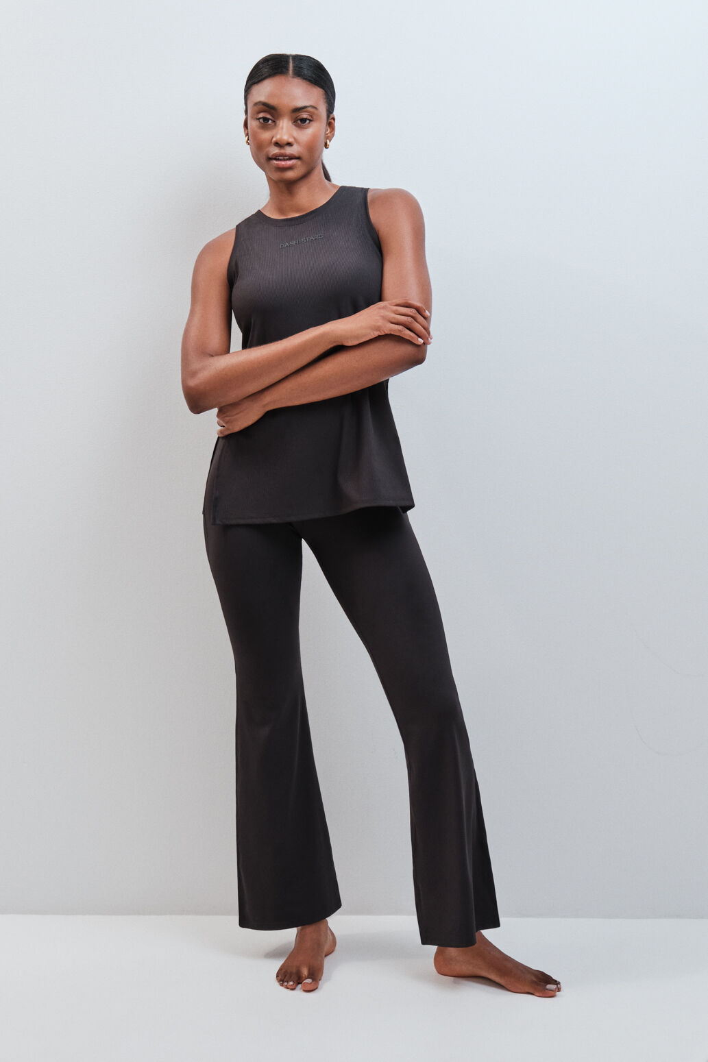 Dash and Stars Legging flare c&ocirc;tel&eacute; technique noir