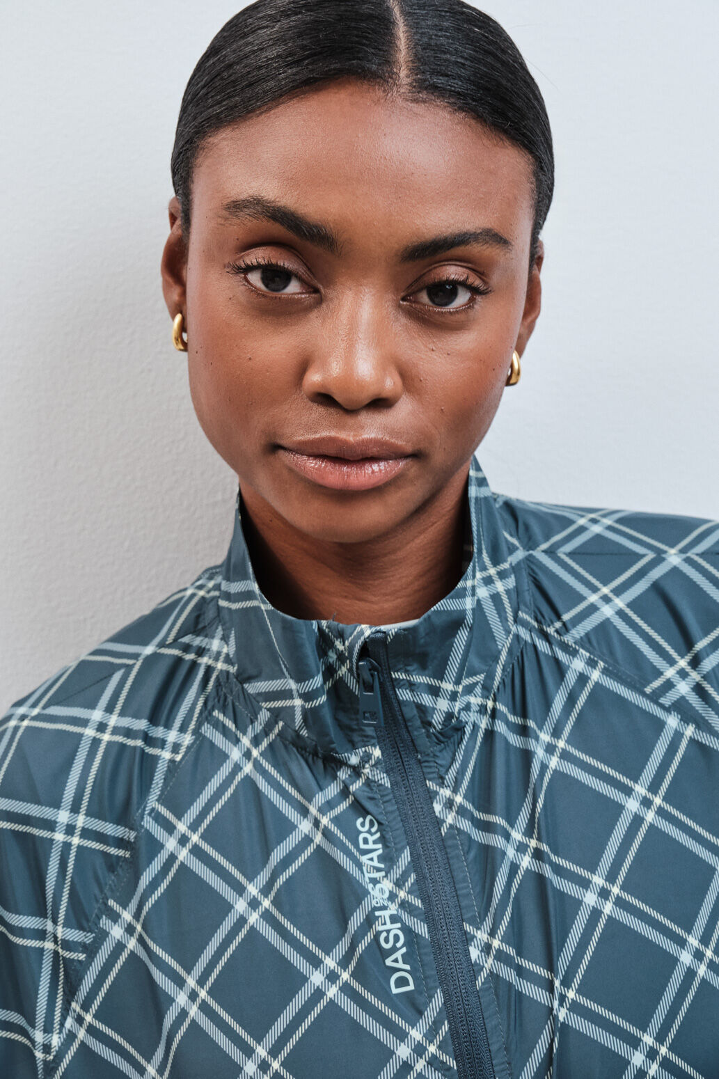 Dash and Stars Plaid bomber windbreaker jacket