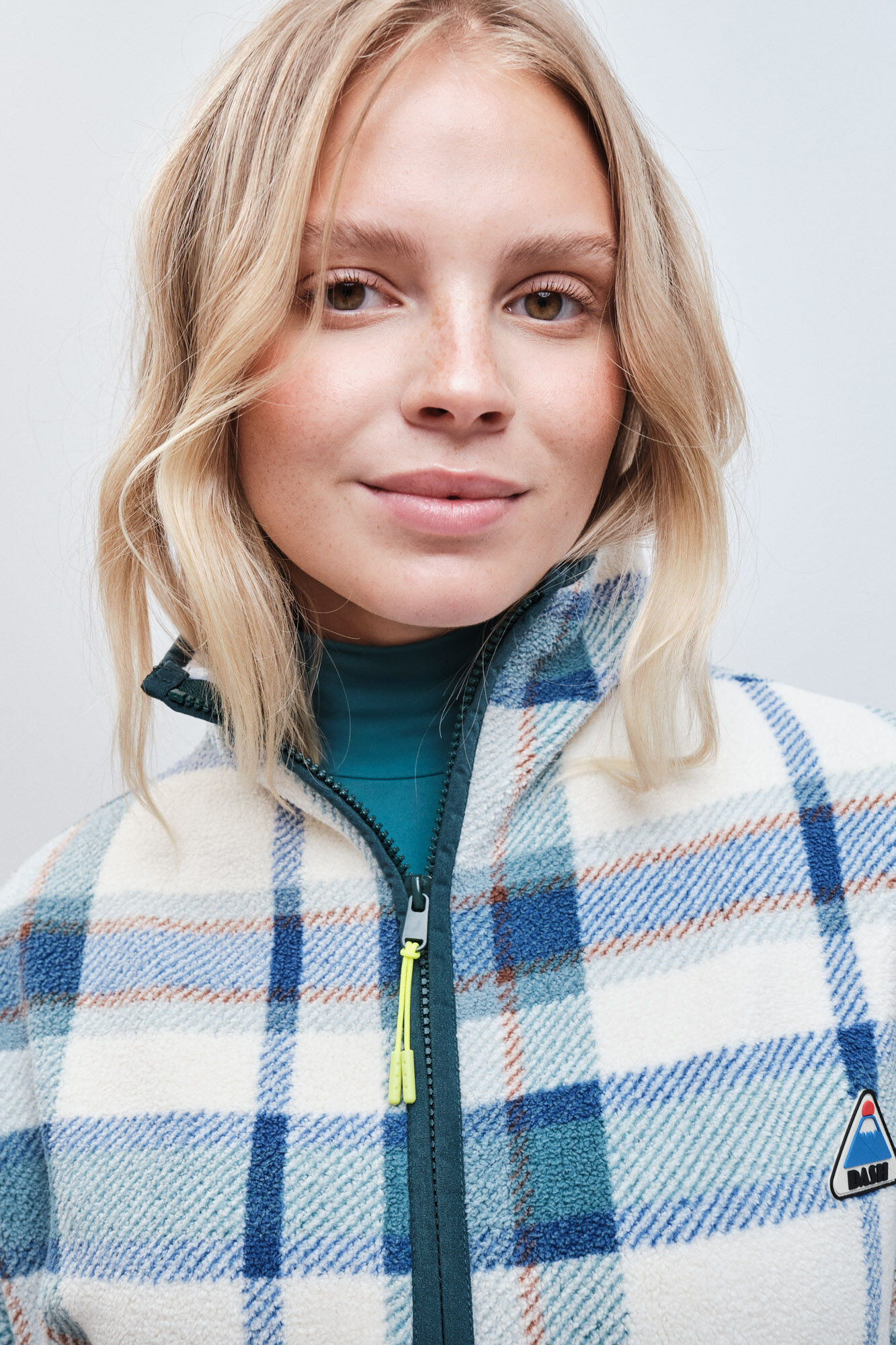 Dash and Stars Plaid fleece zip fastening jacket