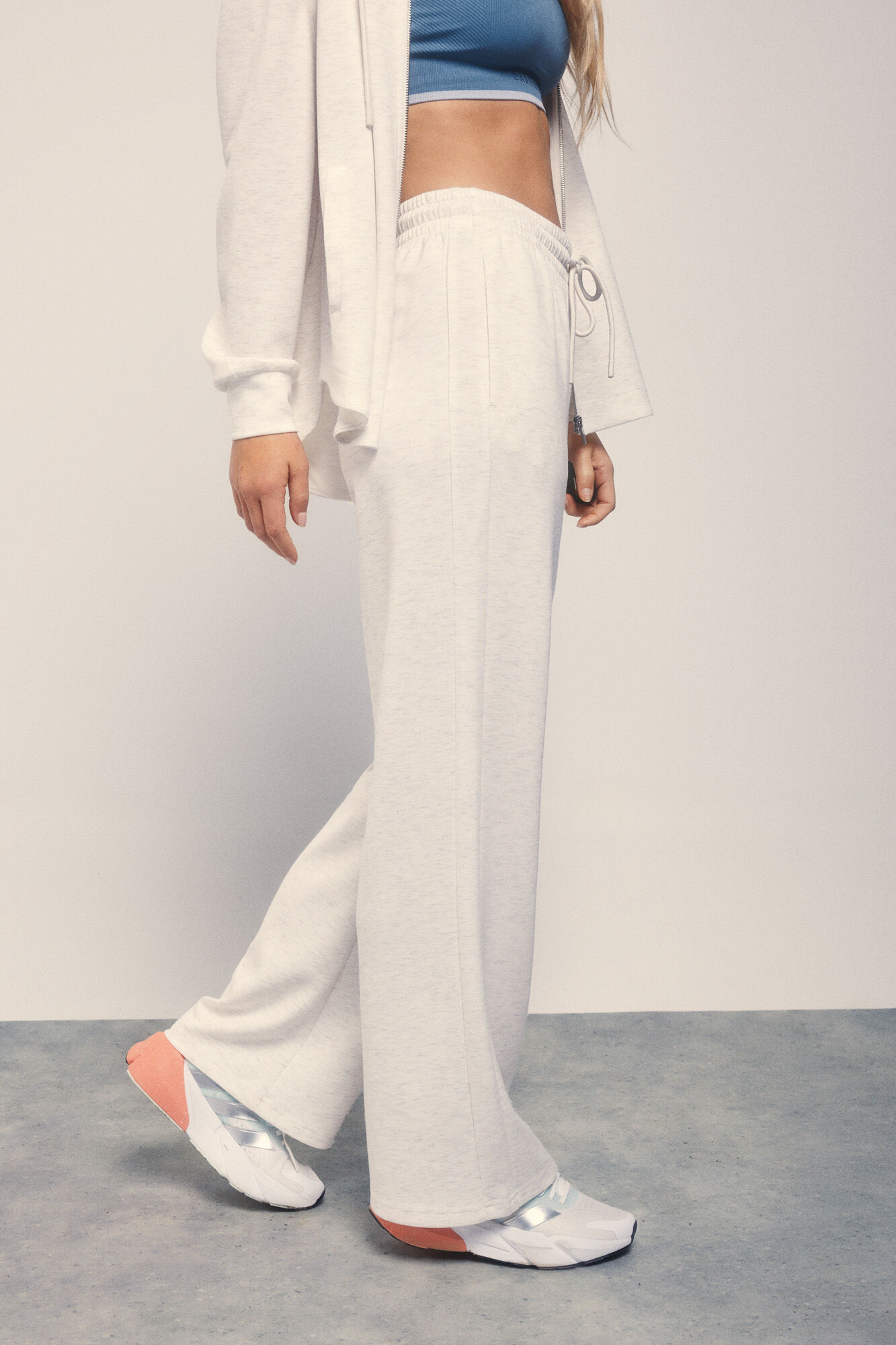 Dash and Stars Straight wide trousers with a soft touch in grey