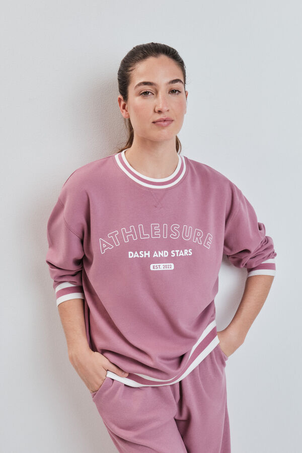 Dash and Stars Sweat-shirt college en molleton rose rose
