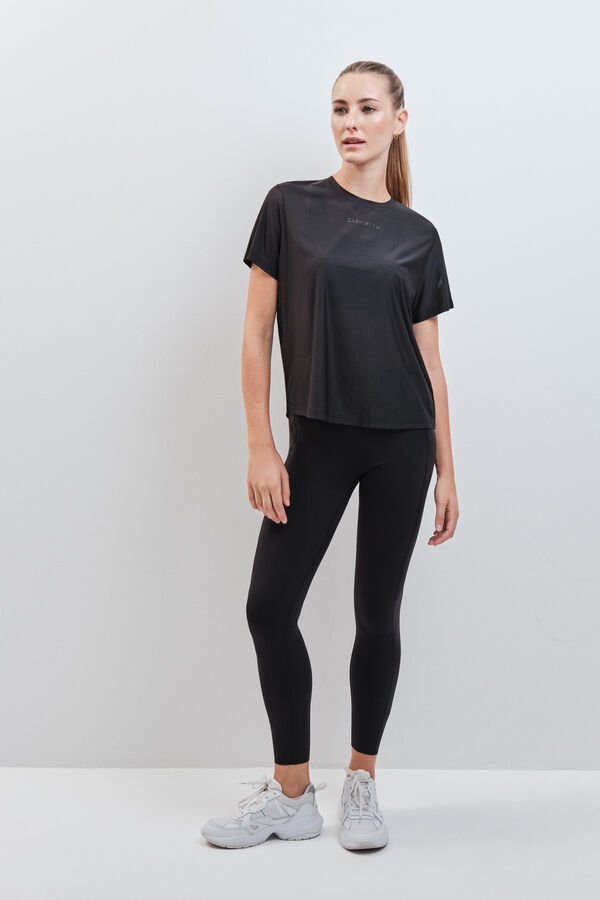 Dash and Stars T-shirt manches courtes semi-transparent noir noir