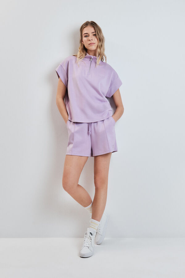 Dash and Stars Sweat-shirt manches courtes en viscose douce rose rose