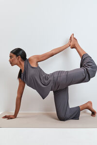 Dash and Stars Grey long palazzo ribbed trousers